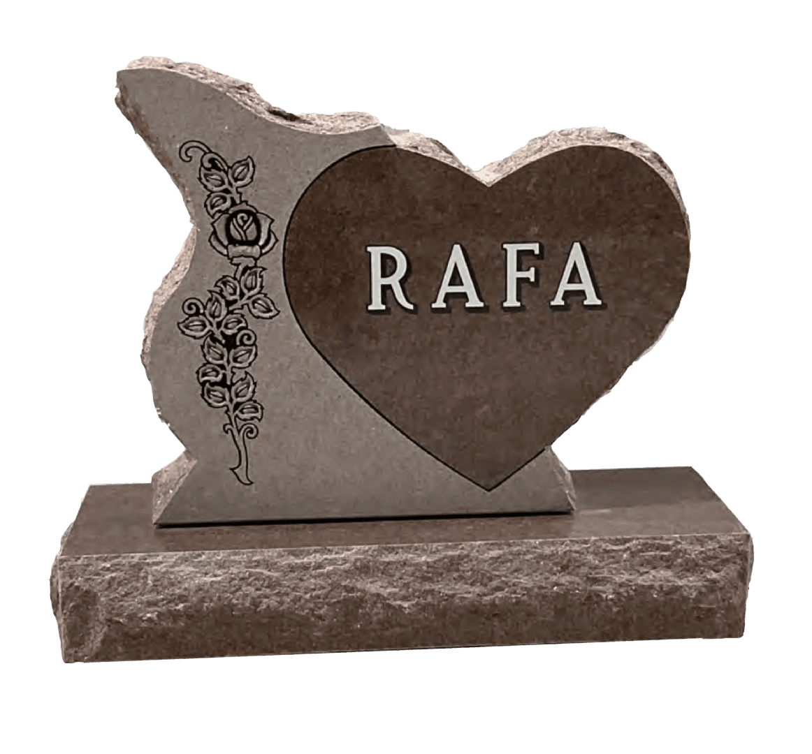 A heart shaped memorial with the name of rafa on it.