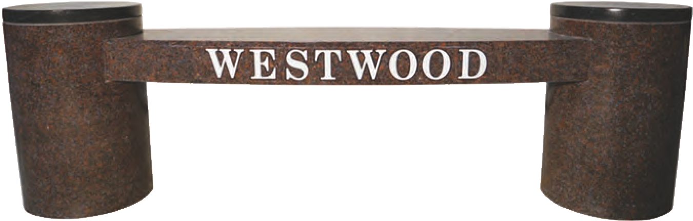 A sign that says westwood on it.