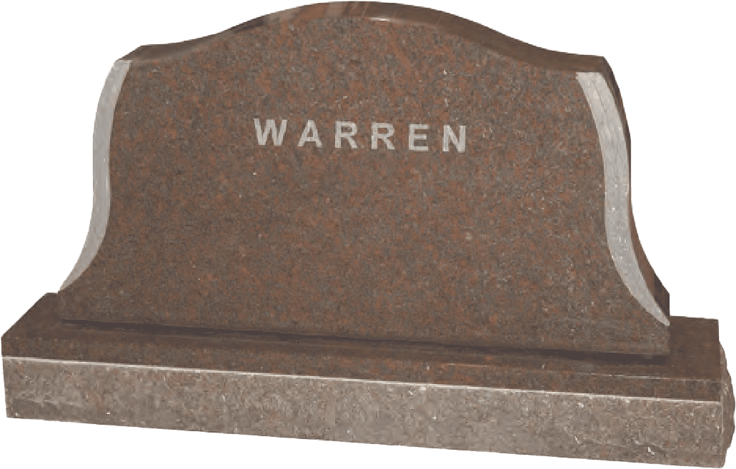 A brown granite headstone with the name warren on it.