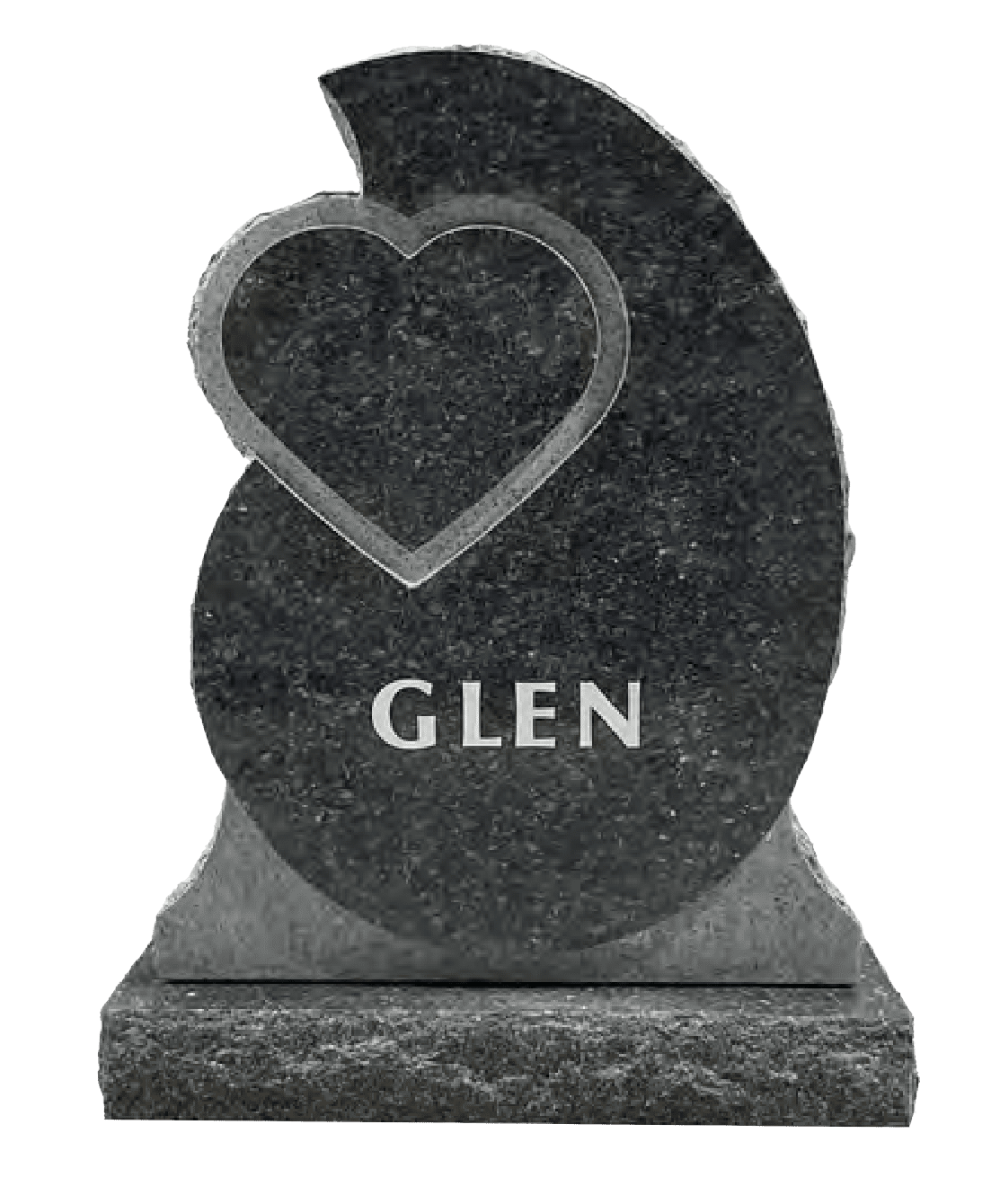 A black stone with the name glen on it.