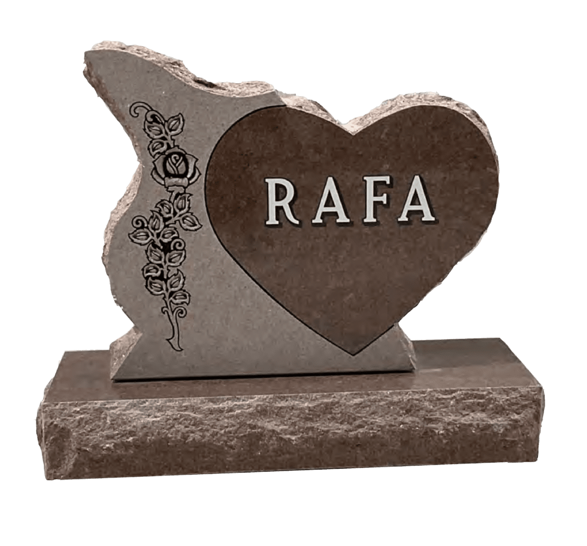 A heart shaped memorial with the name of rafa on it.