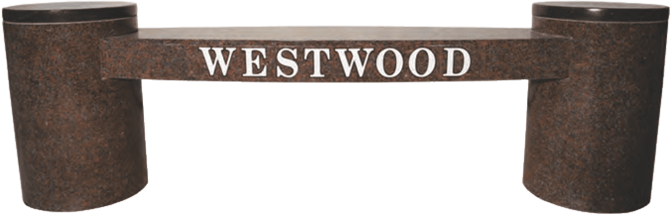 A sign that says westwood on it.