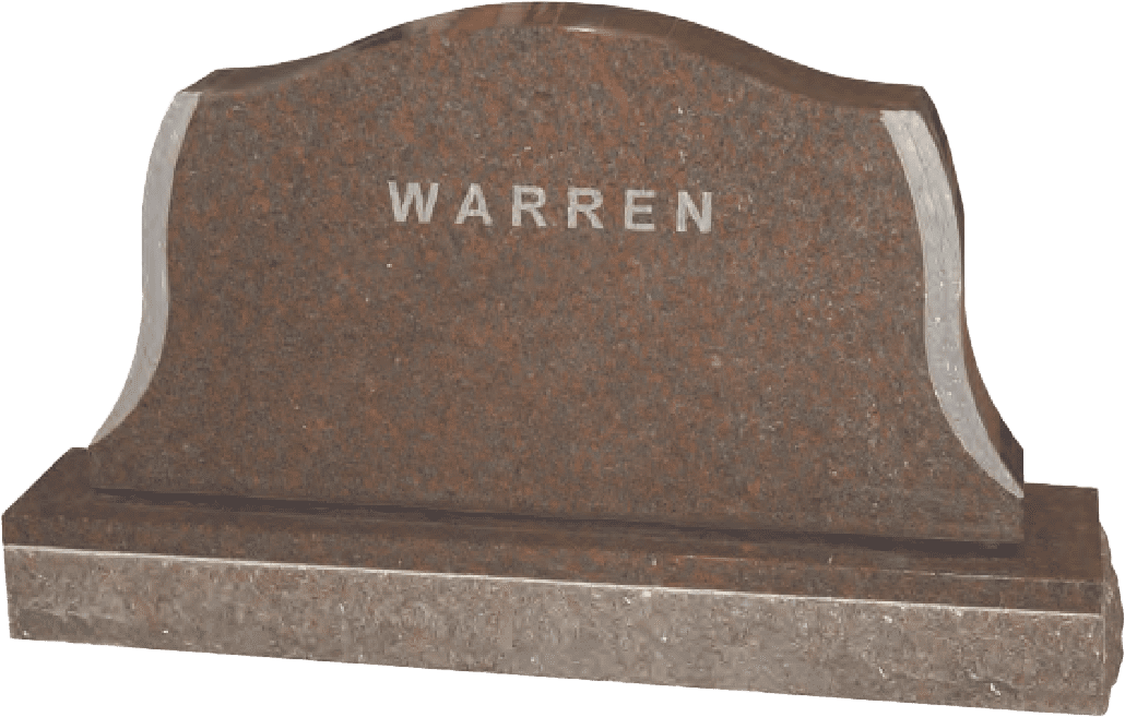 A brown granite headstone with the name warren on it.