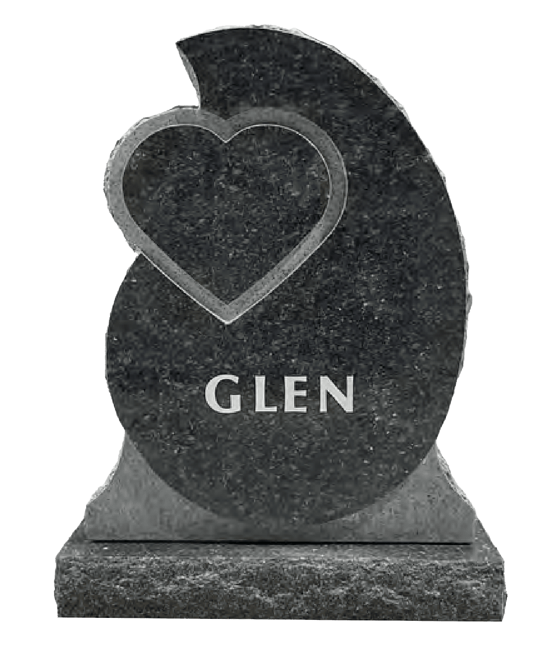 A black stone with the name glen on it.